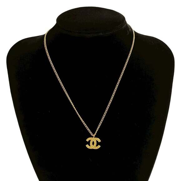 CHANEL Vintage Gold Logo Necklace